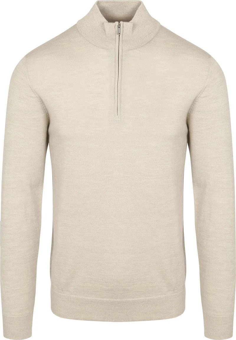 Profuomo Half Zip Pullover Merinowolle Ecru - Größe XL günstig online kaufen