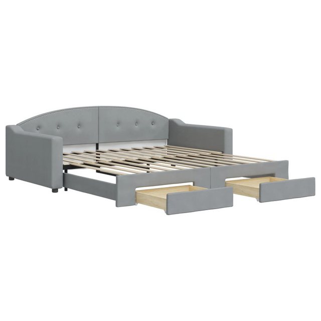 vidaXL Bett, Tagesbett Ausziehbar mit Schubladen Hellgrau 100x200 cm Stoff günstig online kaufen