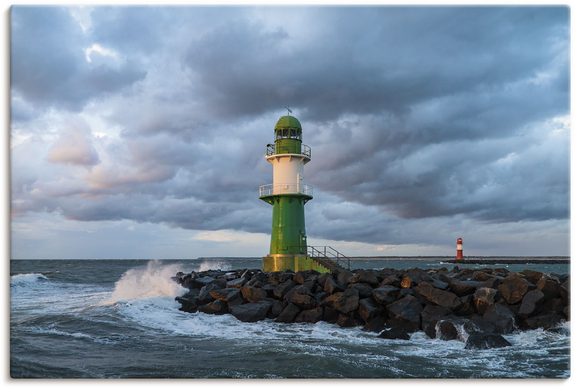 Artland Leinwandbild "Mole in Warnemünde III", Gebäude, (1 St.), auf Keilra günstig online kaufen