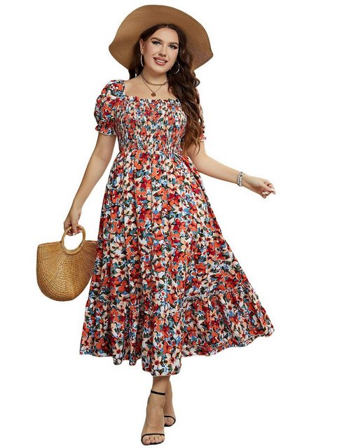 AUKUU Sommerkleid Große Damen Sommerkleid, Blumenkleid mit einem Schulter, günstig online kaufen