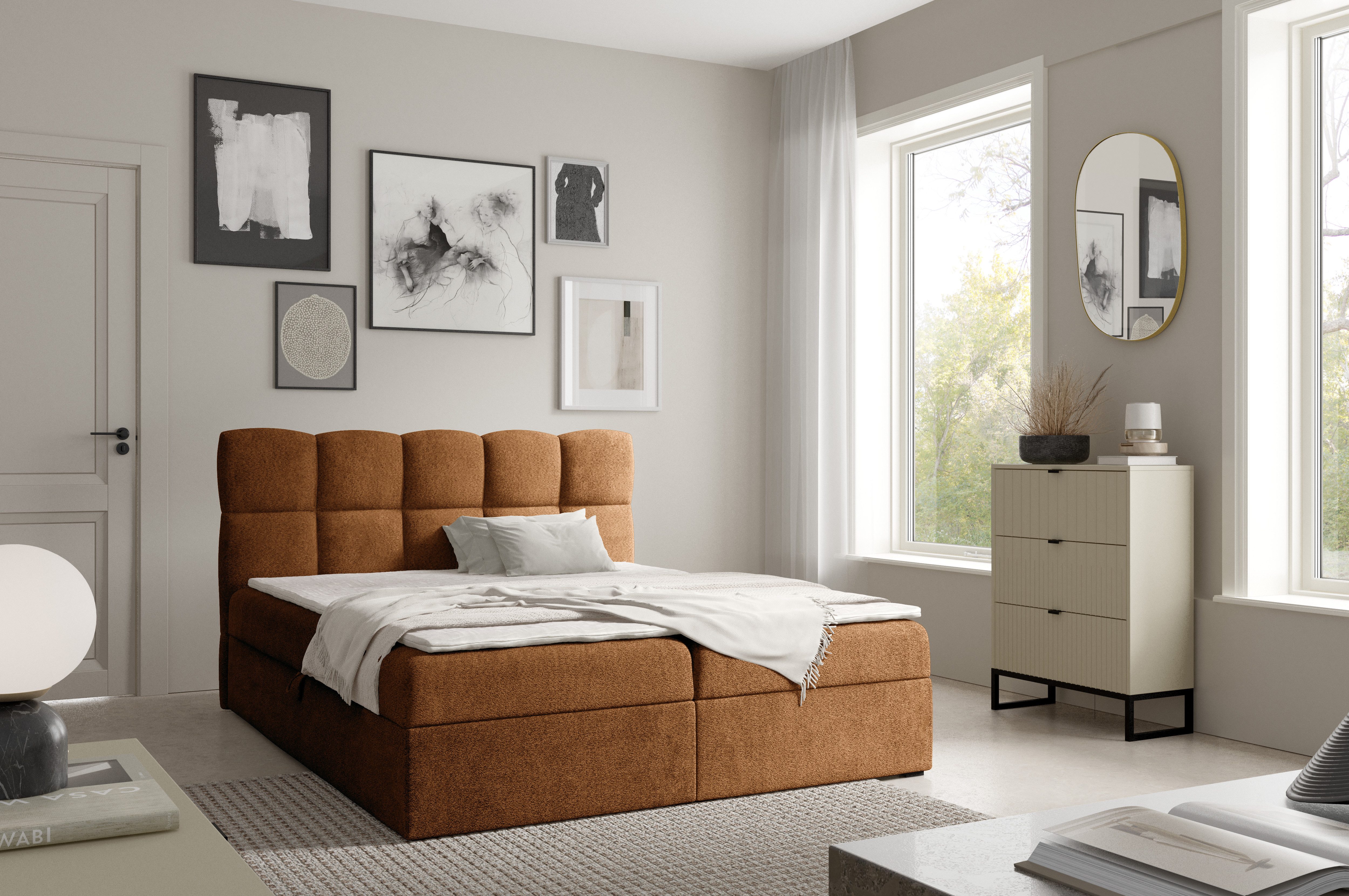yourhouse24 Boxspringbett Negros, Doppelbett mit Bonell-Matratze günstig online kaufen
