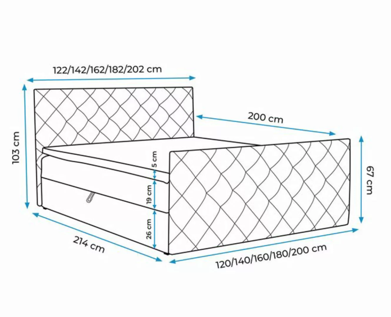 Furnix Boxspringbett MOLIE 120-200x200 Kopf- und Fußteil Bettkasten und Top günstig online kaufen