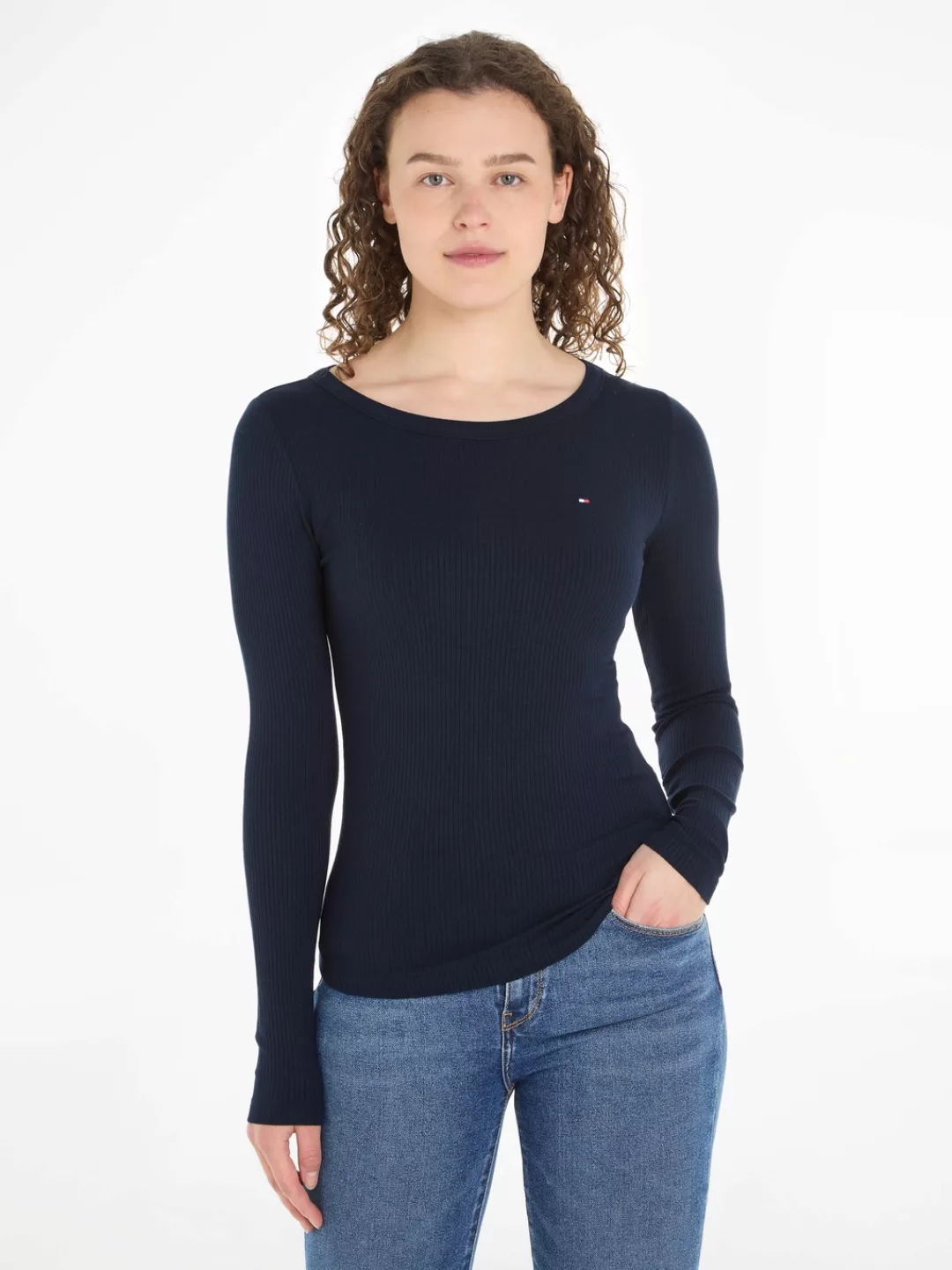 Tommy Hilfiger Langarmshirt "SLIM 5X2 RIB O-NK LS", mit Struktur günstig online kaufen