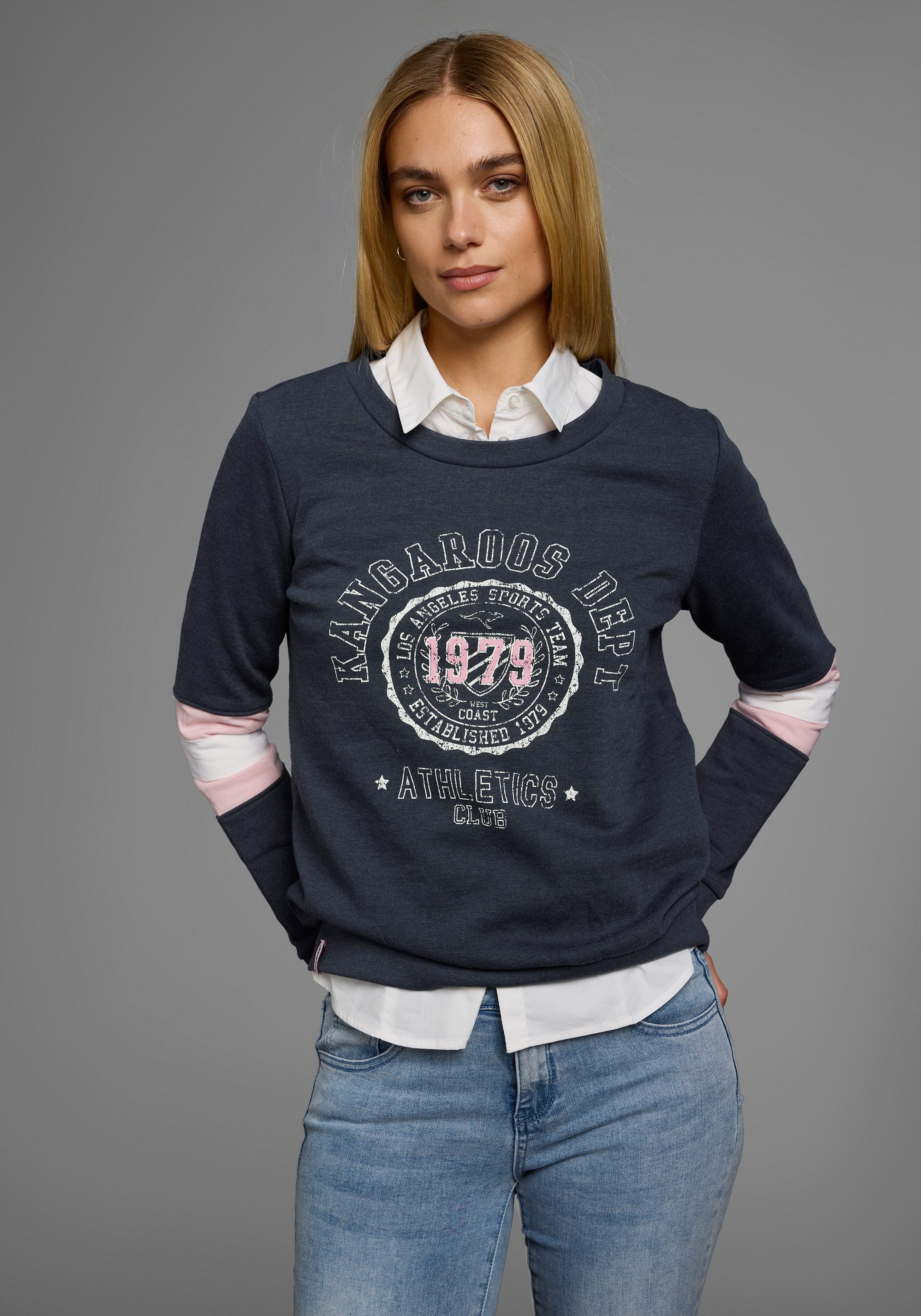 KangaROOS Sweatshirt Langarm, figurumschmeichelnde Passform, bedruckte günstig online kaufen