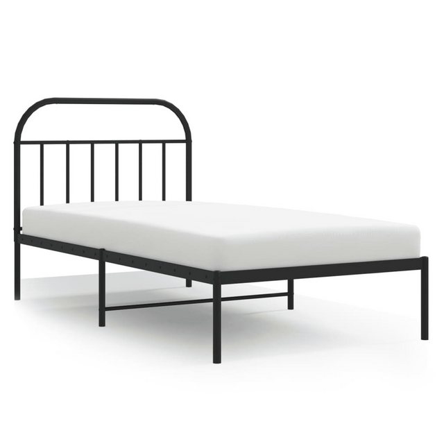 vidaXL Bettgestell, Bettrahmen mit Kopfteil Metall Schwarz 100x190 cm günstig online kaufen