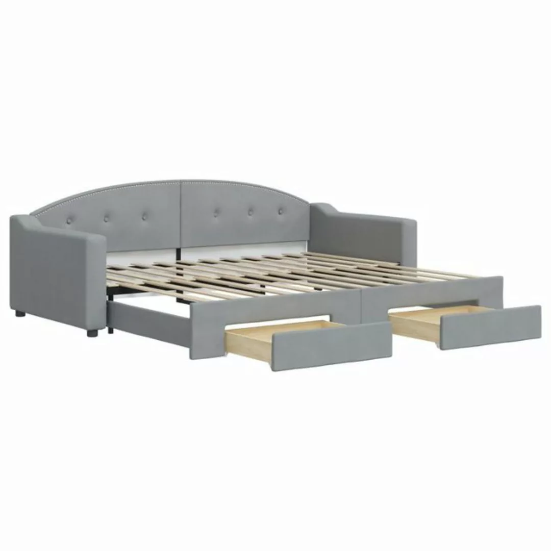 vidaXL Bett Tagesbett Ausziehbar mit Schubladen Hellgrau 90x200 cm Stoff günstig online kaufen