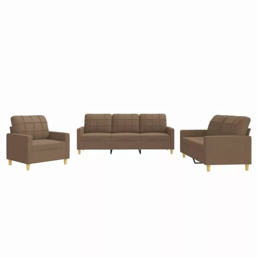 vidaXL Sofa 3-tlg. Sofagarnitur mit Kissen Braun Stoff günstig online kaufen