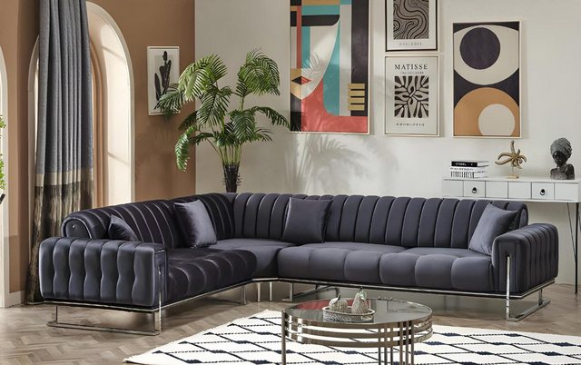 JVmoebel Ecksofa Designer Luxus Ecksofa L Form Textil Wohnzimmer Sofa Polst günstig online kaufen