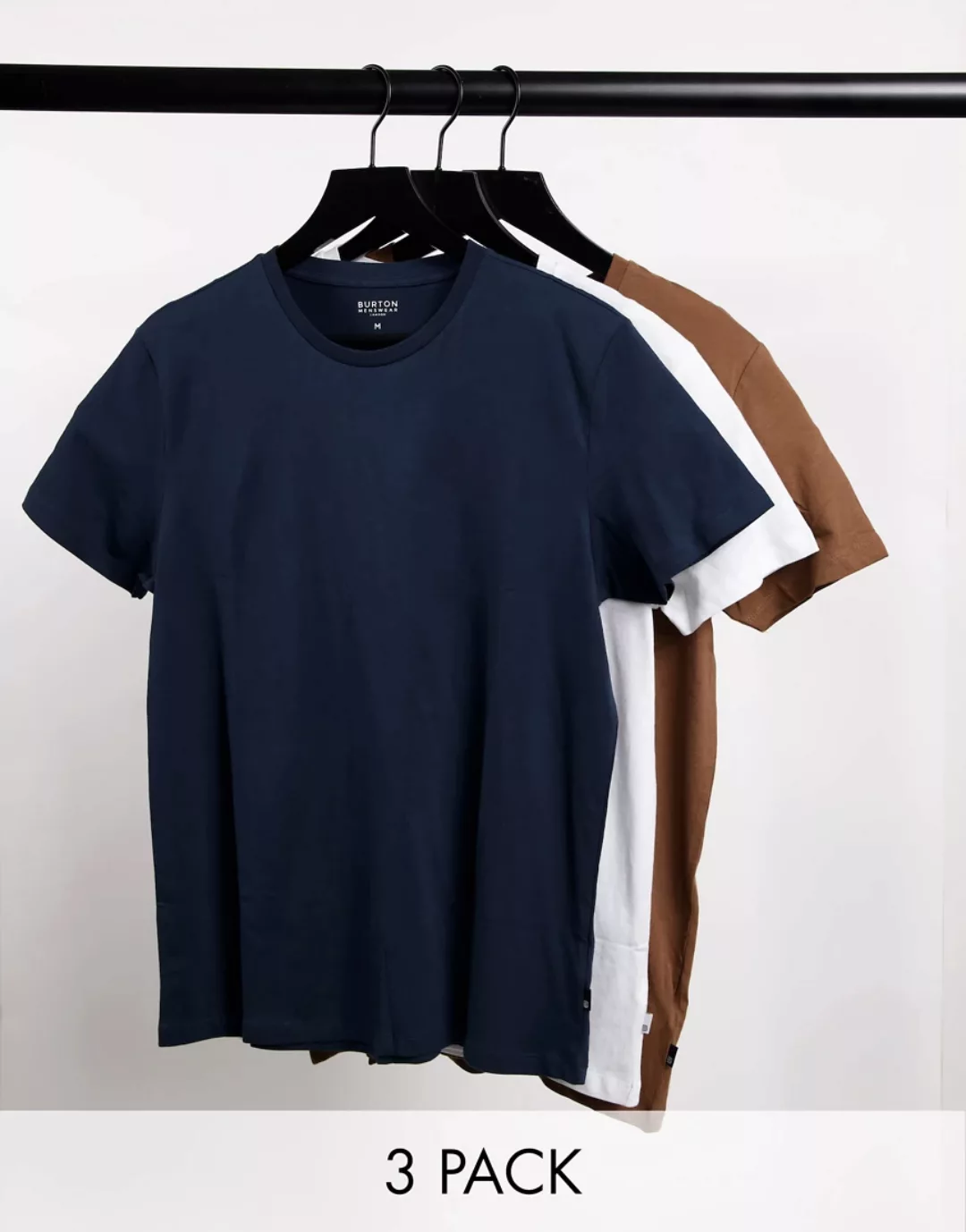Burton Menswear – T-Shirts aus Bio-Baumwolle in Marine, Weiß und Hellbraun günstig online kaufen