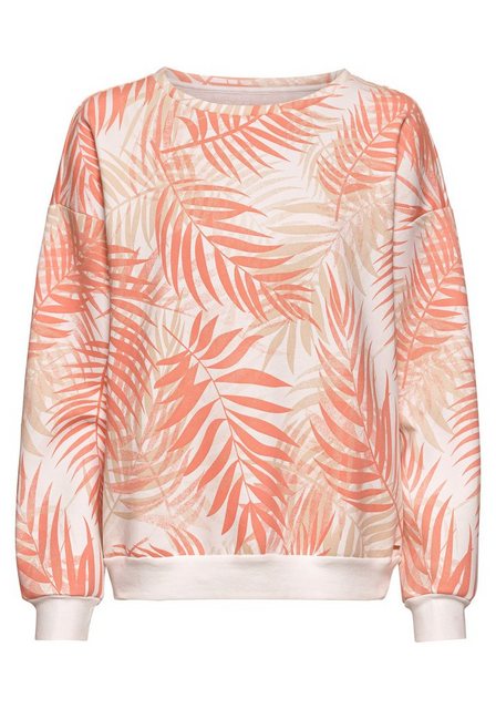 LASCANA Sweater -Loungeshirt mit Allover-Blätterdruck, Loungewear günstig online kaufen