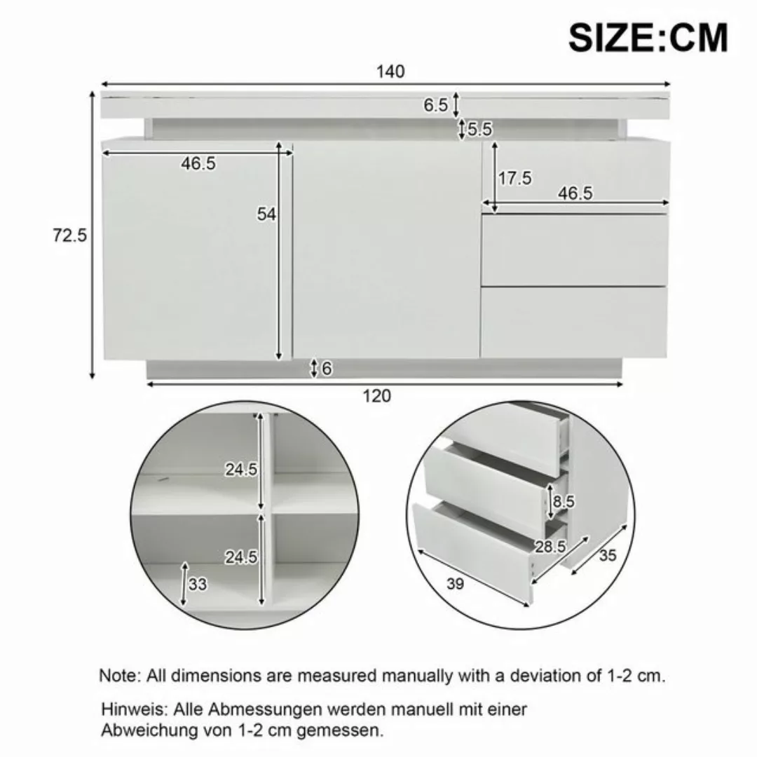 Odikalo TV-Schrank Sideboard Beistellschrank Standschrank 3 Schubladen 16-L günstig online kaufen