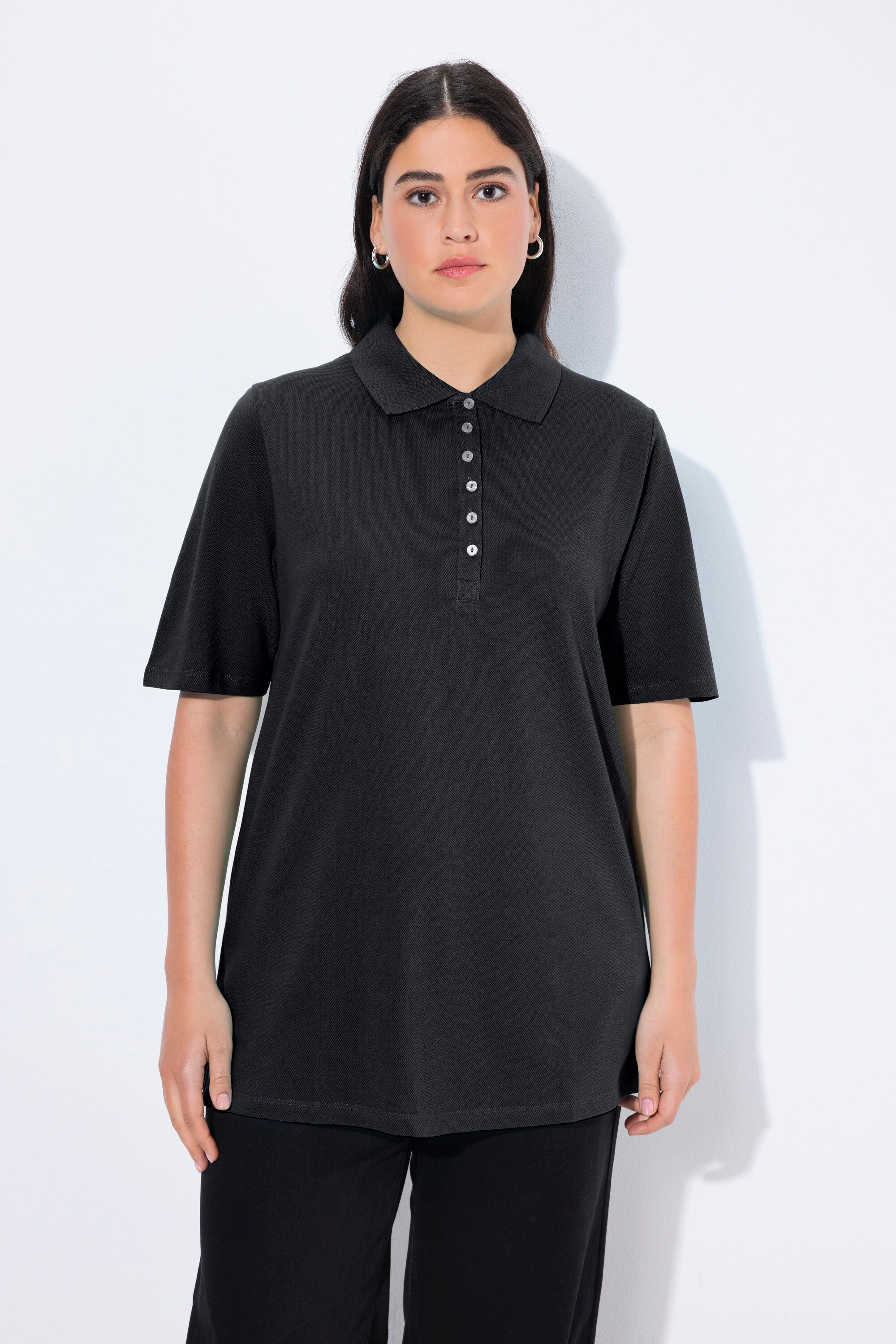 Ulla Popken T-Shirt Poloshirt Piqué Polokragen günstig online kaufen