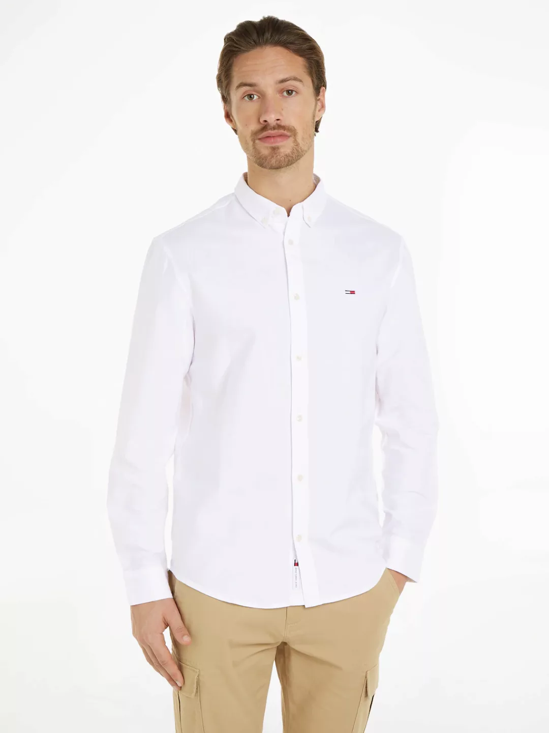 Tommy Jeans Langarmhemd TJM ENTRY REG OXFORD SHIRT mit Logoprägung günstig online kaufen