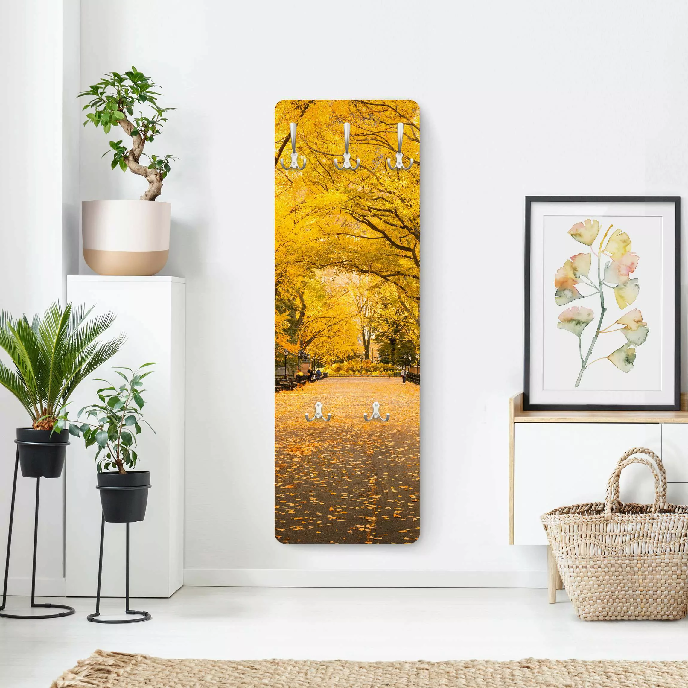 Wandgarderobe Holzpaneel Herbst im Central Park günstig online kaufen