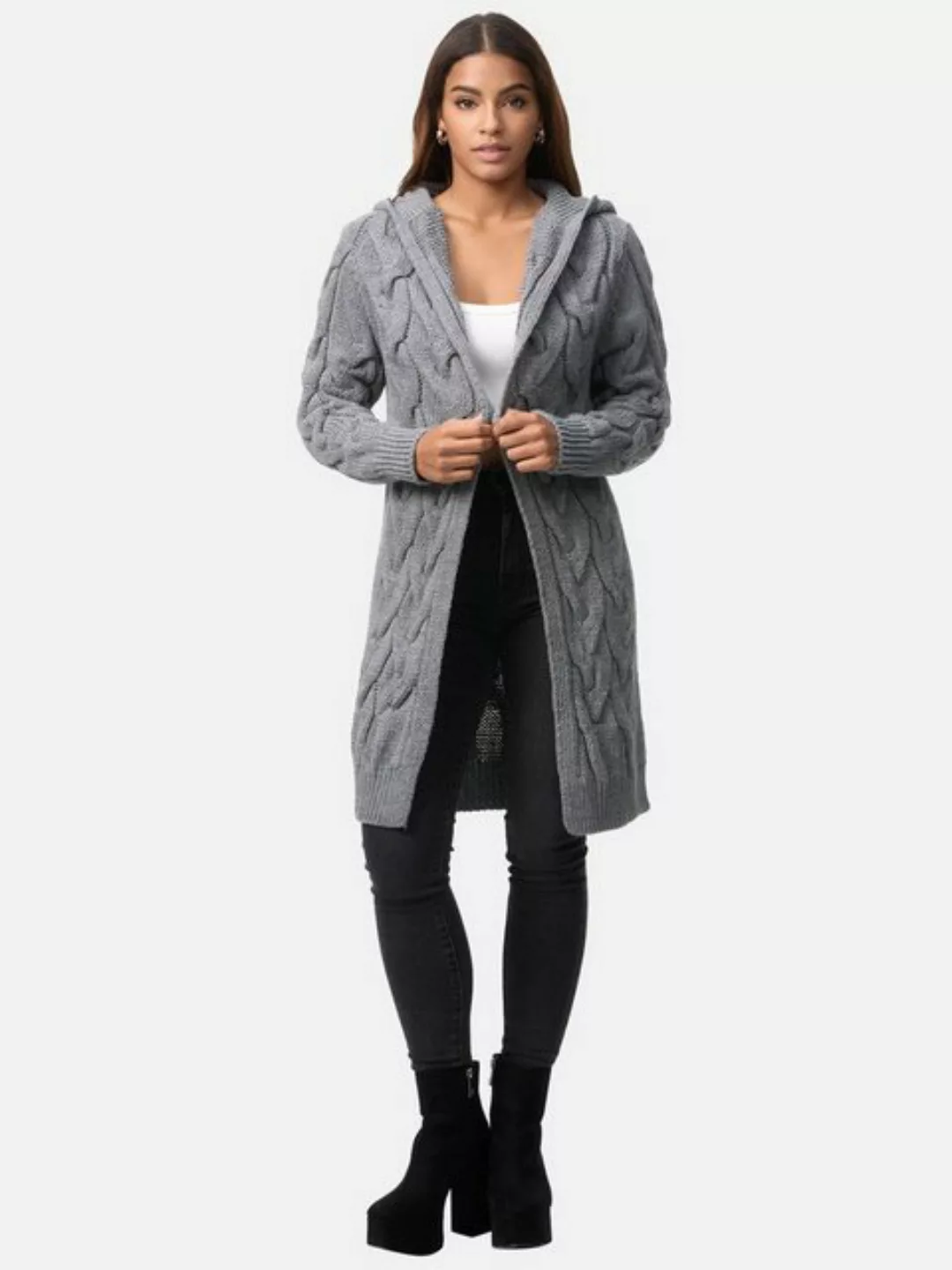 Elara Cardigan Elara Damen Cardigan mit Kapuze (1-tlg) günstig online kaufen