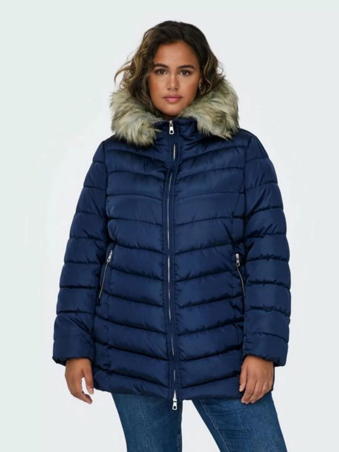 ONLY CARMAKOMA Steppjacke CARNEWELLAN QUILTED HOOD FUR COAT OTW günstig online kaufen