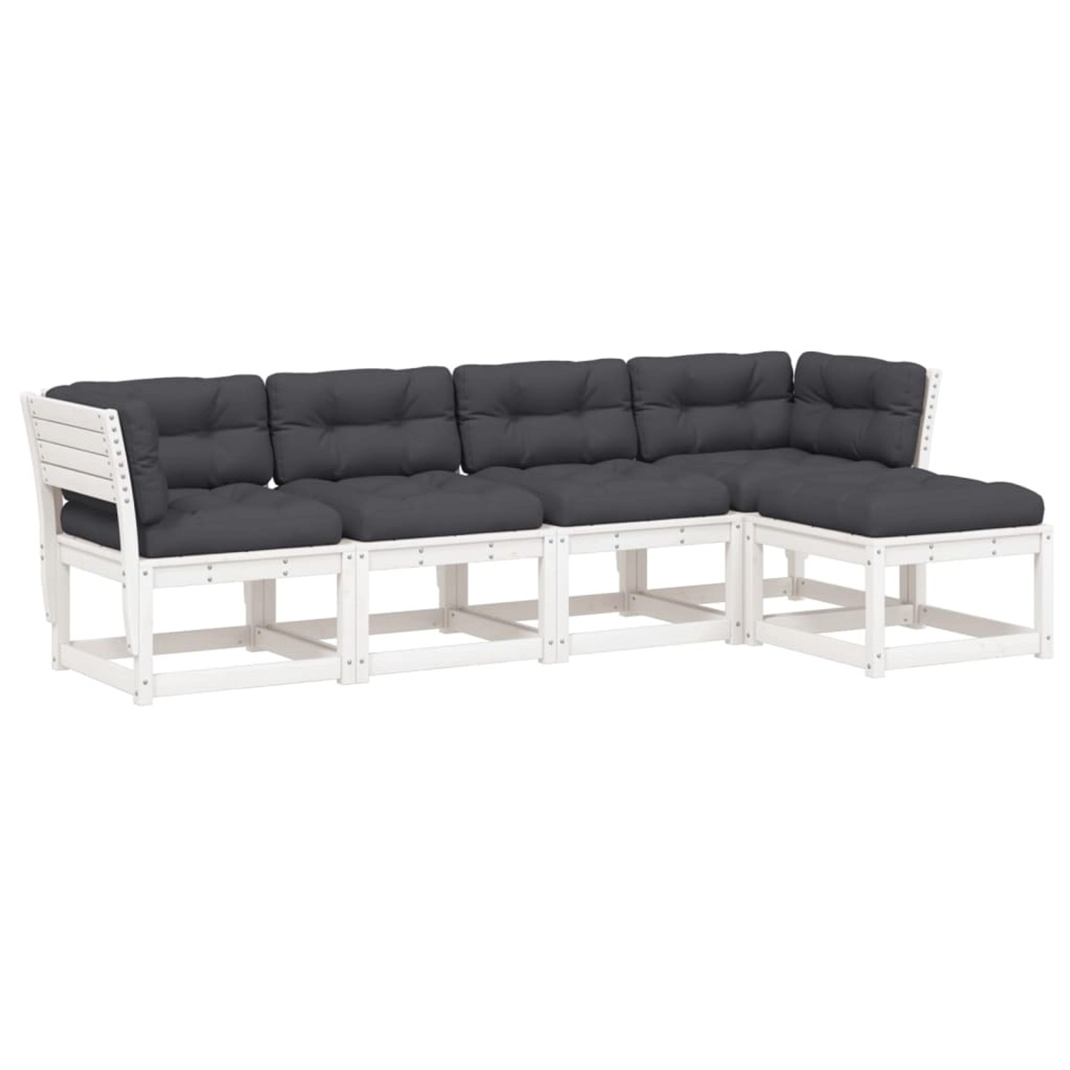 vidaXL 5-Tlg Garten-Sofagarnitur mit Kissen Weiß Massivholz Kiefer 3217011 günstig online kaufen