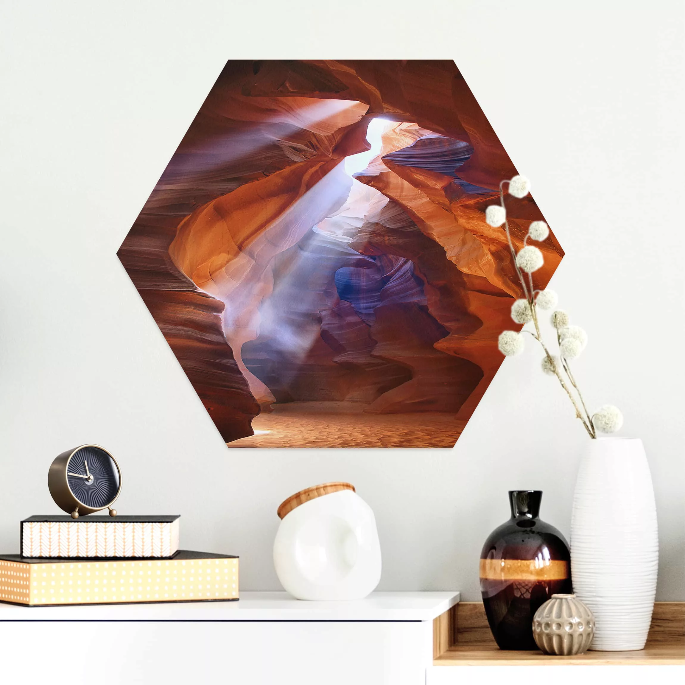 Hexagon-Alu-Dibond Bild Natur & Landschaft Lichtspiel im Antelope Canyon günstig online kaufen