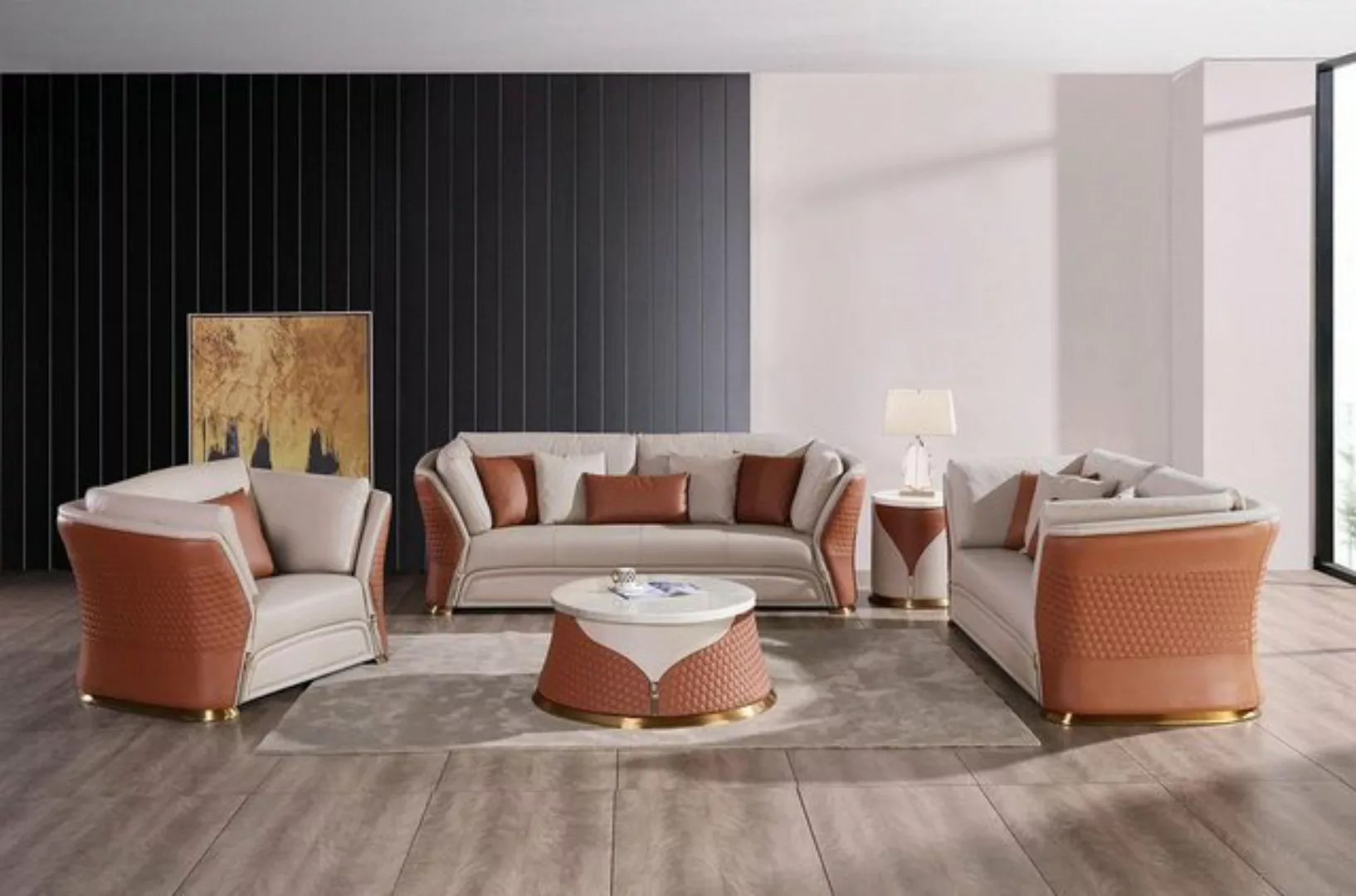 JVmoebel Sofa Couchen Sofas Polster Leder 32 Sitzer Sofagarnitur Set Design günstig online kaufen