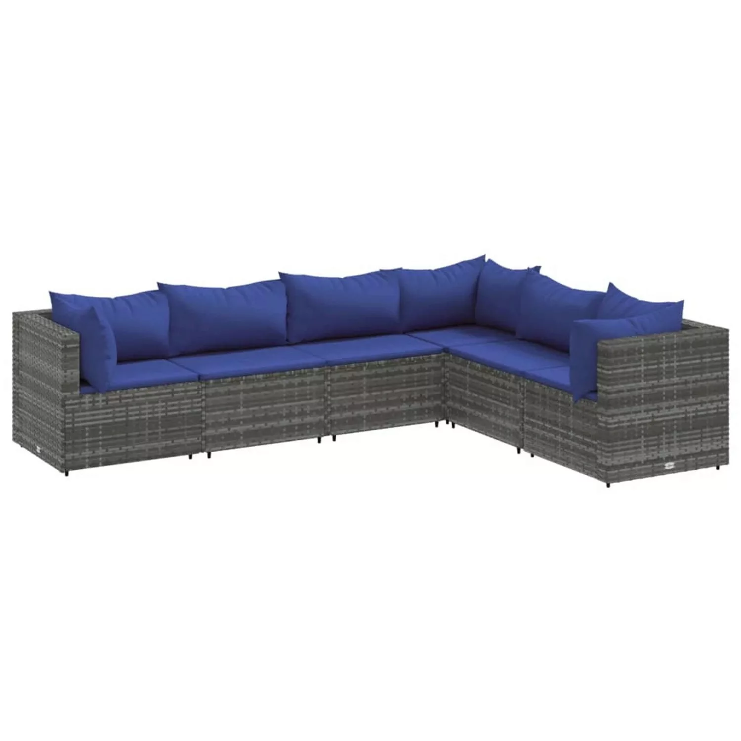 vidaXL 6-tlg Garten-Lounge-Set mit Kissen Grau Poly Rattan Modell 66 günstig online kaufen