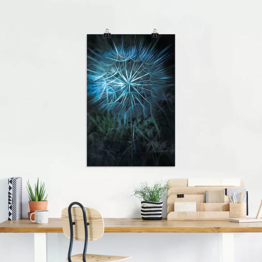 Artland Poster "Pusteblume Nahaufnahme Blau", Blumenbilder, (1 St.), als Al günstig online kaufen