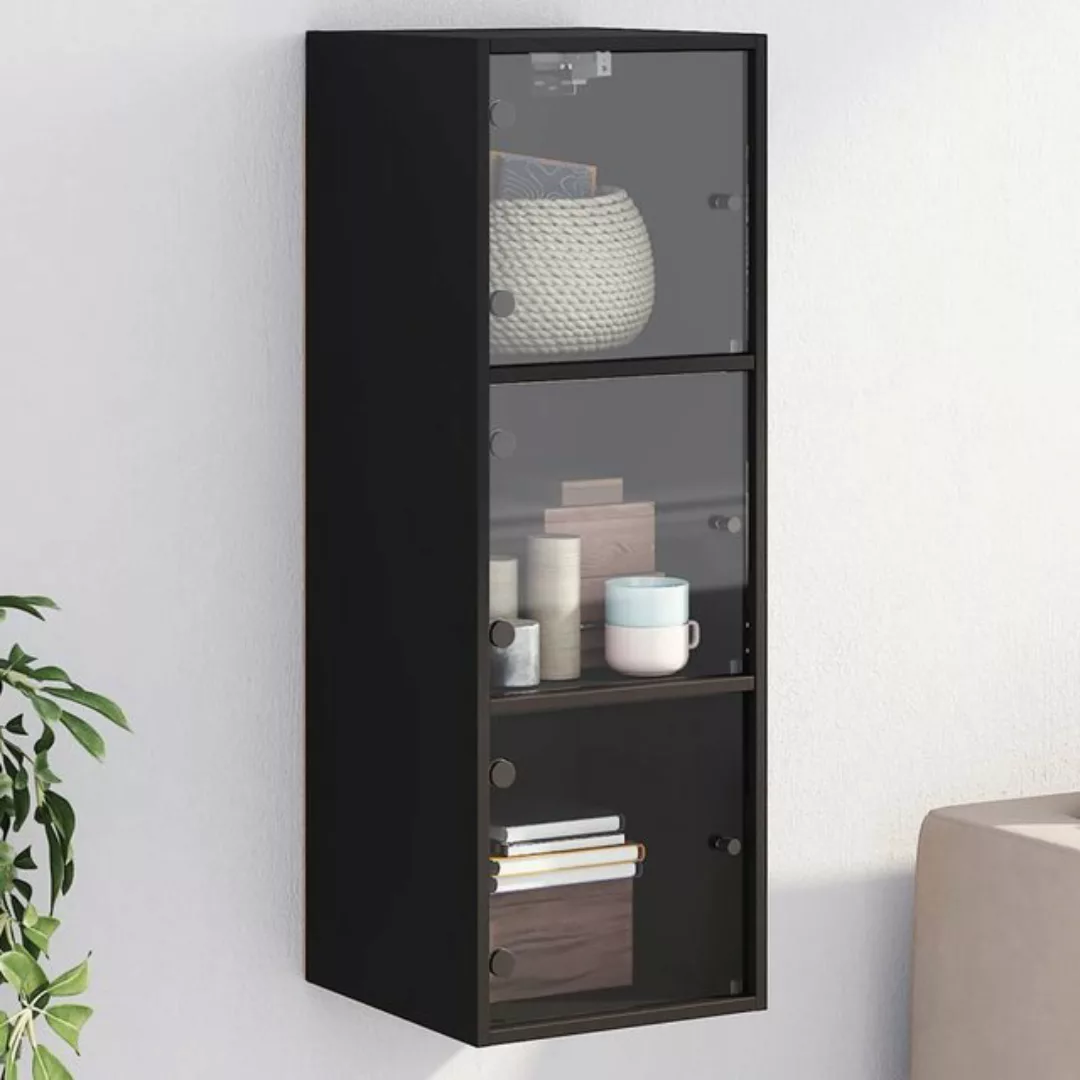 vidaXL Hängeschrank Hängeschrank Wandschrank mit Glastüren Schwarz 35x37x10 günstig online kaufen