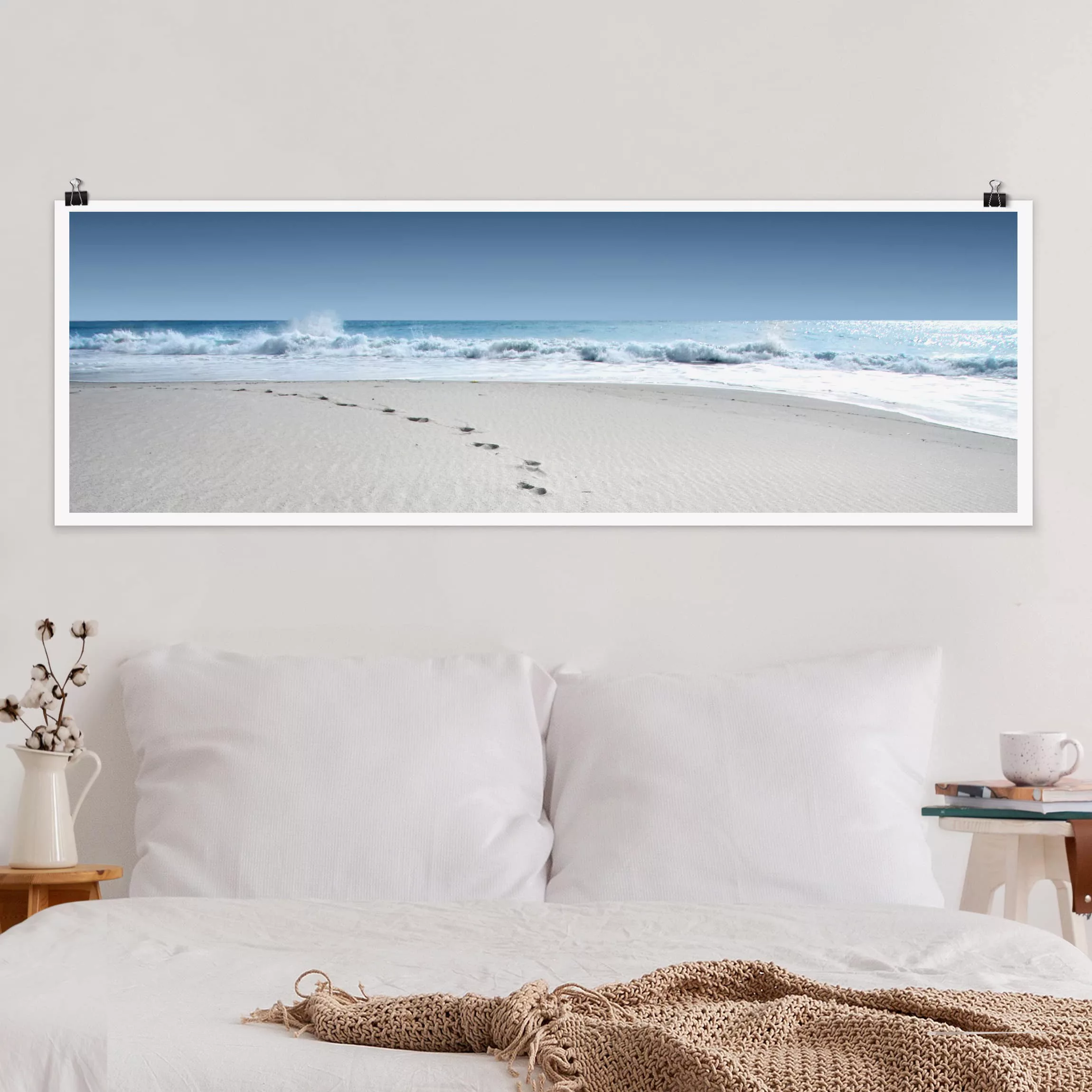 Panorama Poster Strand Spuren im Sand günstig online kaufen