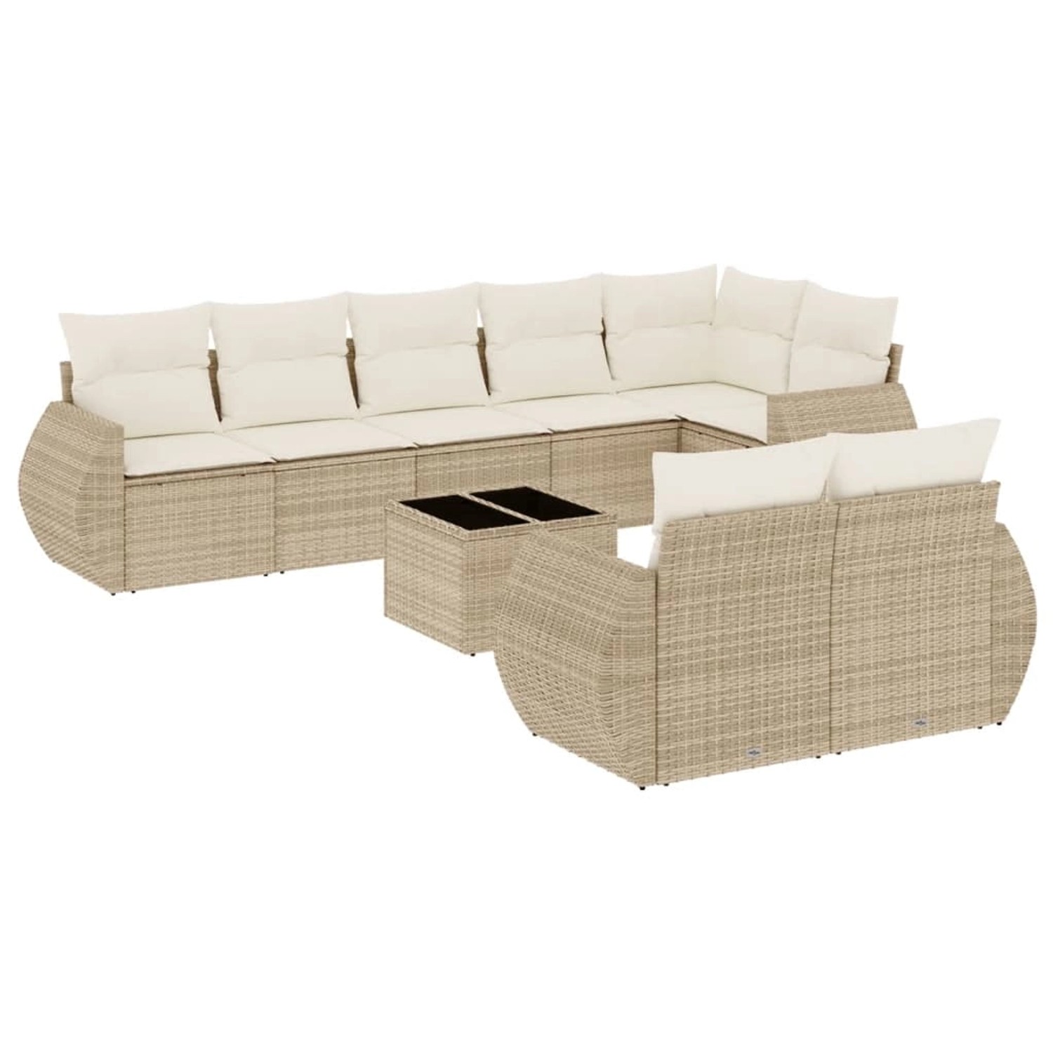 vidaXL 9-Tlg Garten-Sofagarnitur mit Kissen Beige Poly Rattan 3253965 günstig online kaufen