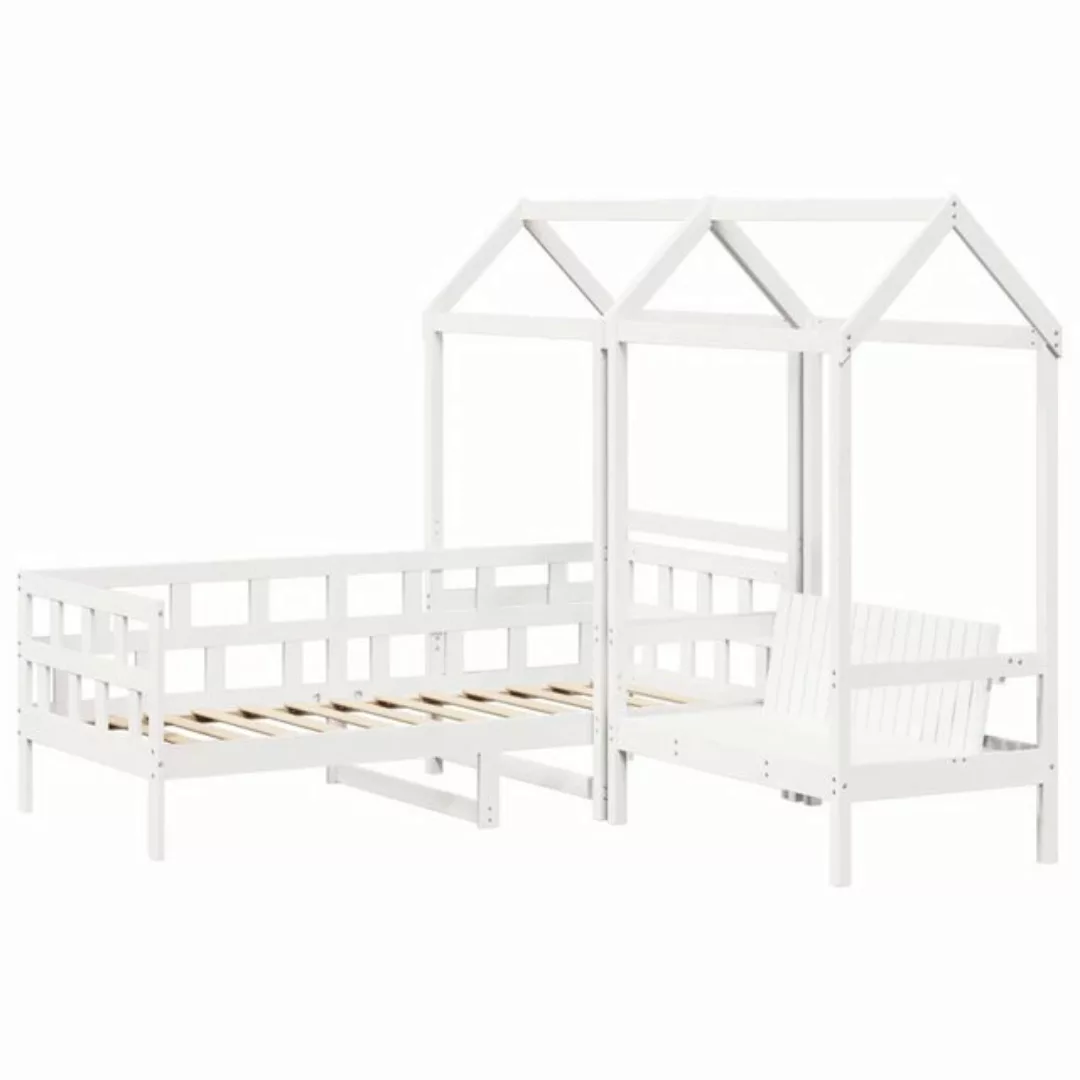 vidaXL Bett Tagesbett Set mit Dach Weiß 90x200 cm Massivholz Kiefer günstig online kaufen