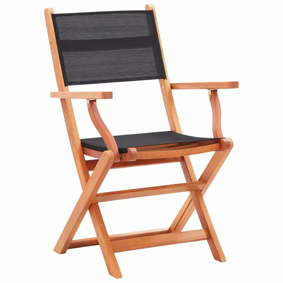 Klappbare Gartenstühle 6 Stk. Schwarz Eukalyptusholz Textilene günstig online kaufen