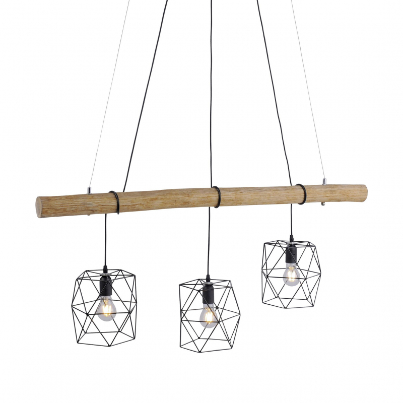 Just Light Pendelleuchte 15503-18 Eisen Holz Kunststoff B: ca. 120 cm E27 3 günstig online kaufen