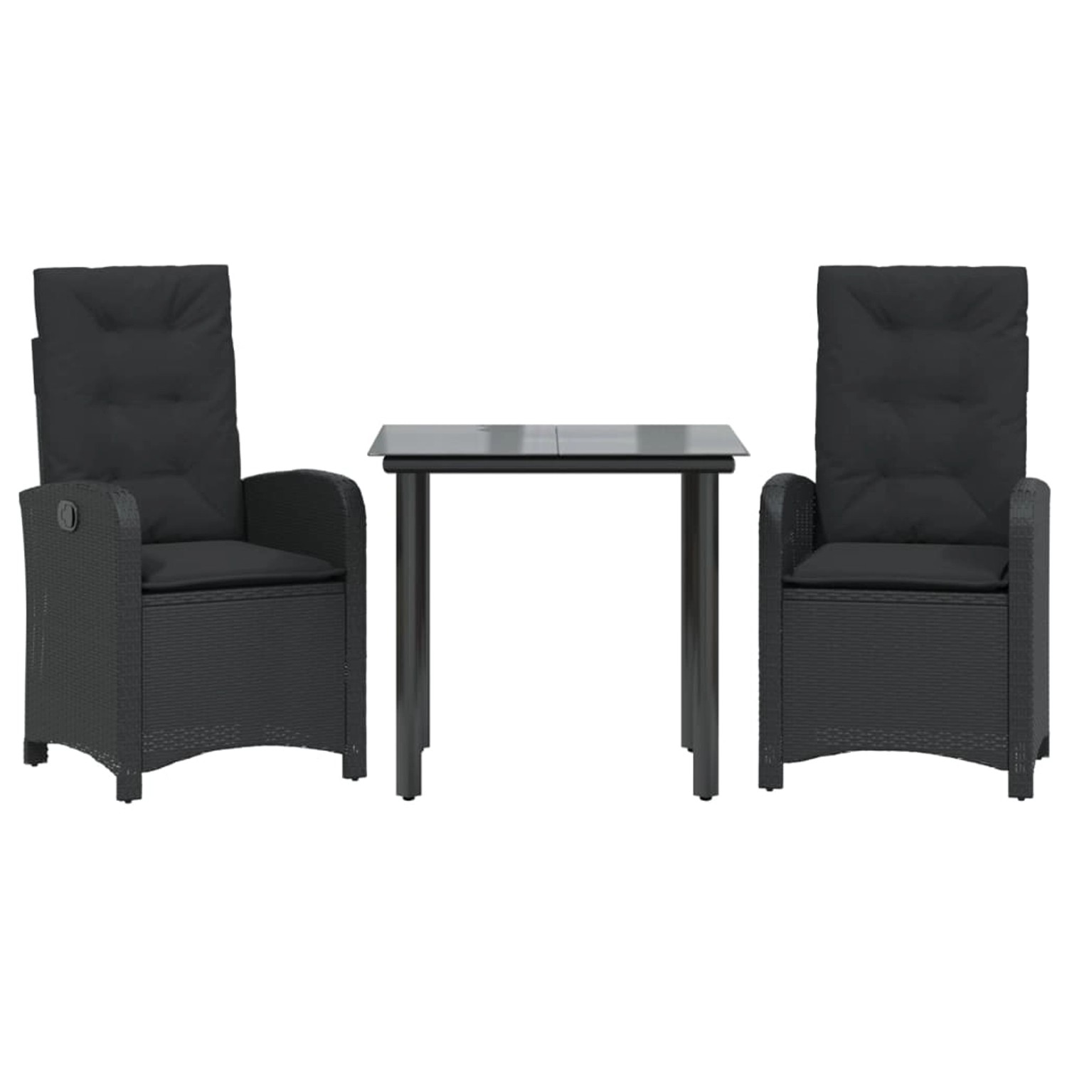 vidaXL 3-Tlg Garten-Essgruppe mit Kissen Schwarz Poly Rattan 3212320 günstig online kaufen