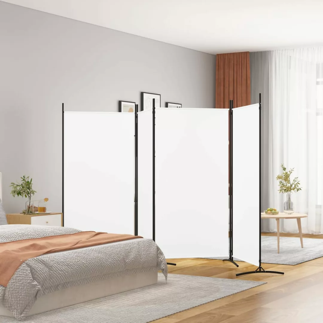 Vidaxl 4-tlg. Paravent Weiß 346x180 Cm Stoff günstig online kaufen