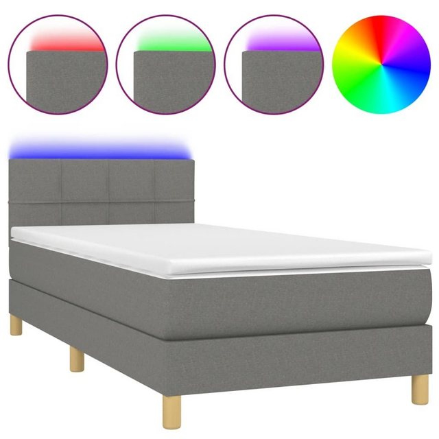 vidaXL Bettgestell Boxspringbett mit Matratze LED Dunkelgrau 90x200 cm Stof günstig online kaufen