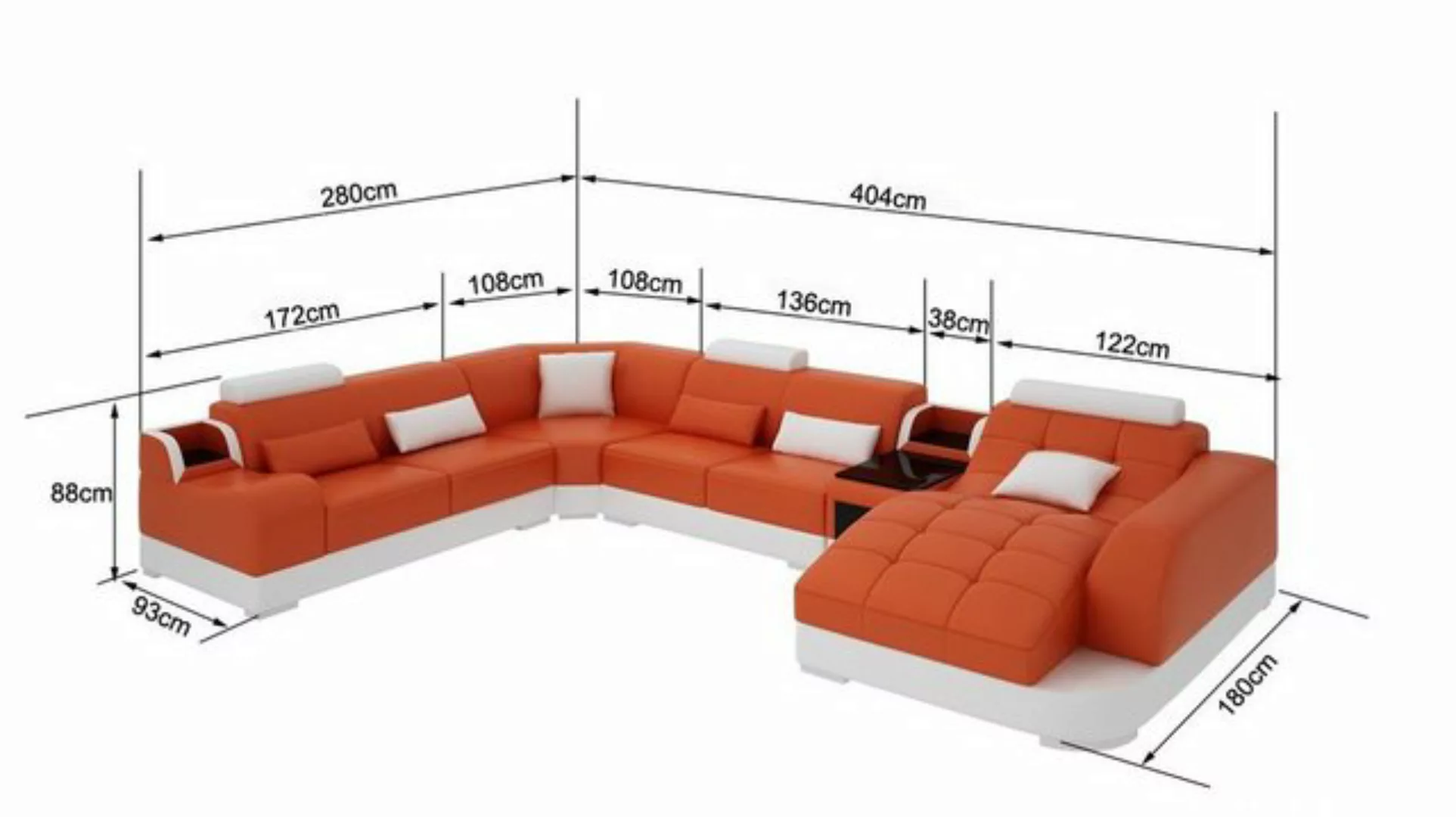 JVmoebel Ecksofa Ledersofa Designer Sofa U Form Wohnlandschaft Couch Polste günstig online kaufen