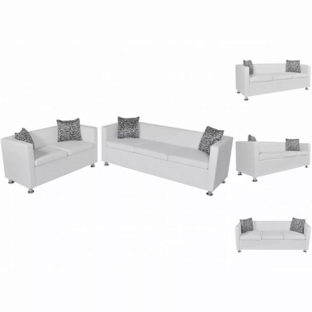 Sofa-set Kunstleder 3-sitzer + 2-sitzer Weiß günstig online kaufen