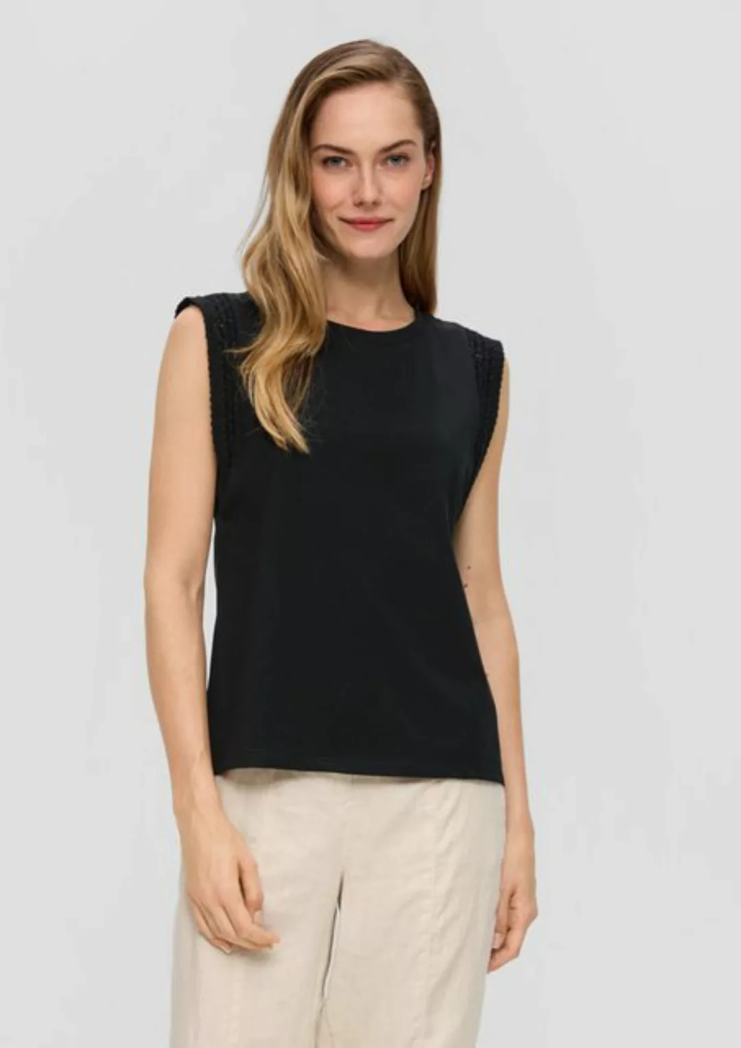 s.Oliver Shirttop Weiches Baumwoll-Shirt mit Spitzenbesatz Spitze günstig online kaufen