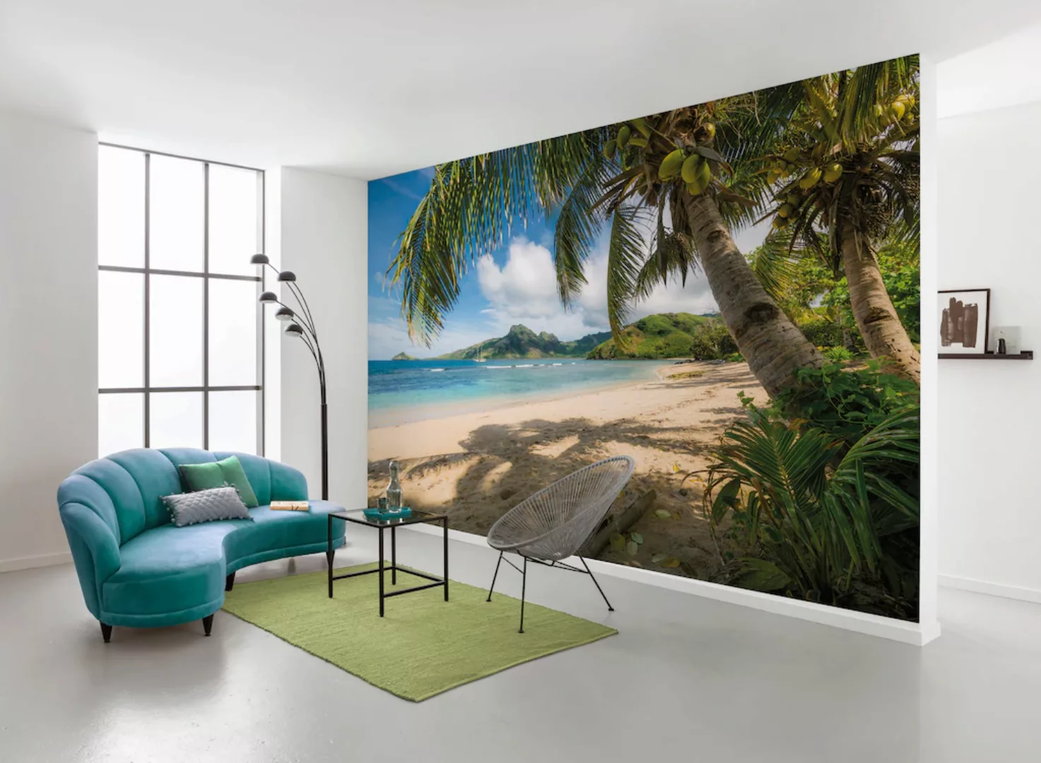 Sanders & Sanders Fototapete Strand Grün und Blau 450 x 280 cm 612704 günstig online kaufen