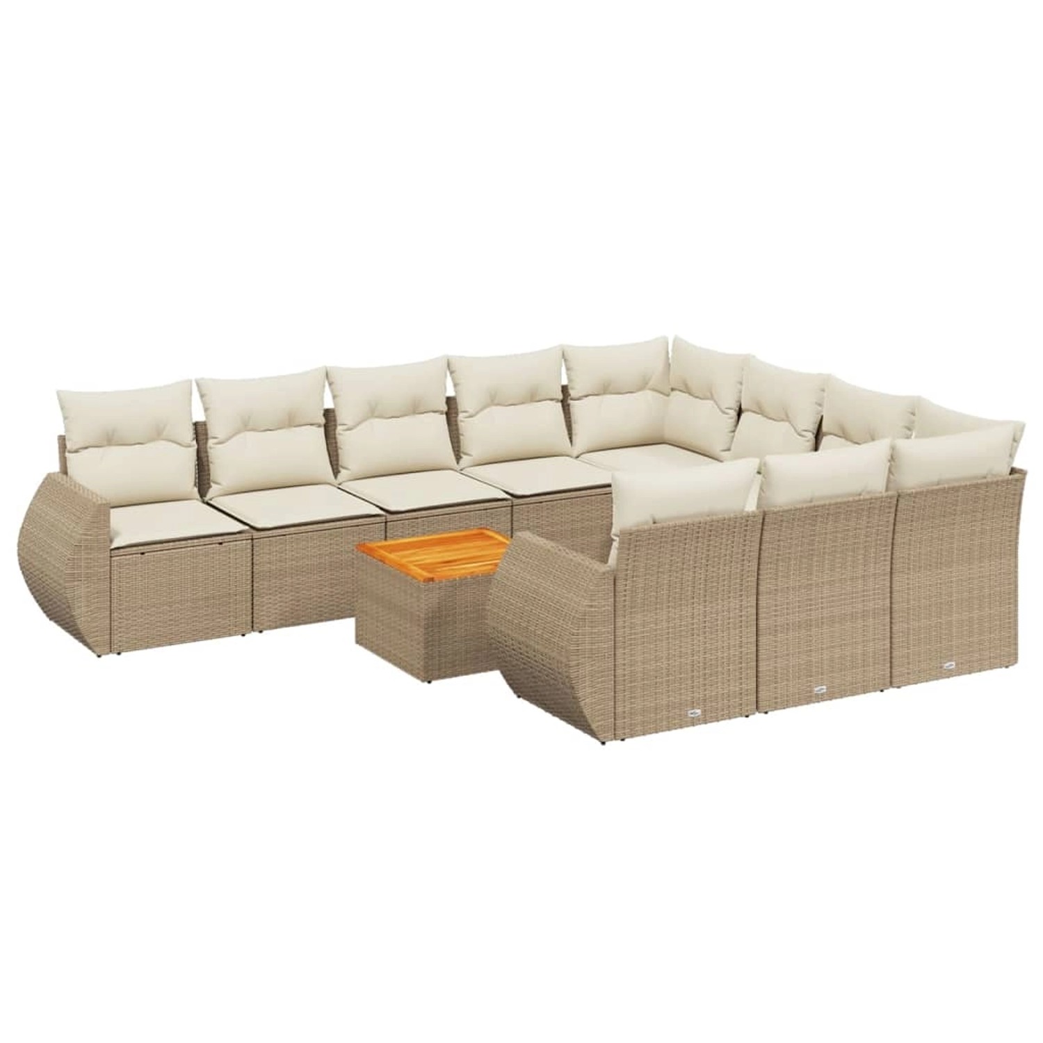 vidaXL 11-Tlg Garten-Sofagarnitur mit Kissen Beige Poly Rattan 3257514 günstig online kaufen