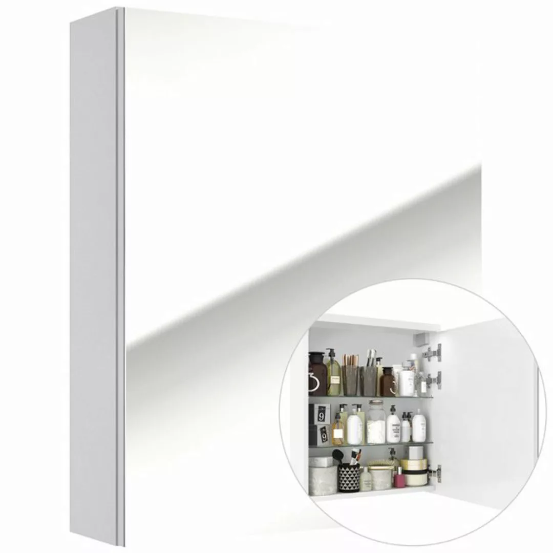 Lomadox Spiegelschrank SOFIA-107 50 cm weiß 1-trg Hochglanz lackiert, B/H/T günstig online kaufen