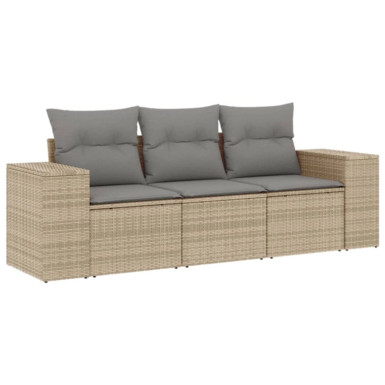 vidaXL 3-Tlg Garten-Sofagarnitur mit Kissen Beige Poly Rattan 3254596 günstig online kaufen