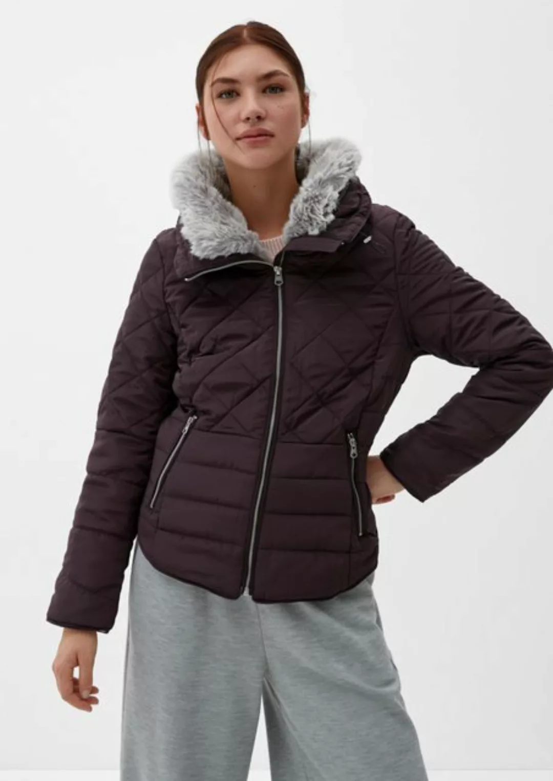 QS Outdoorjacke Steppjacke mit abnehmbarem Fellkragen günstig online kaufen