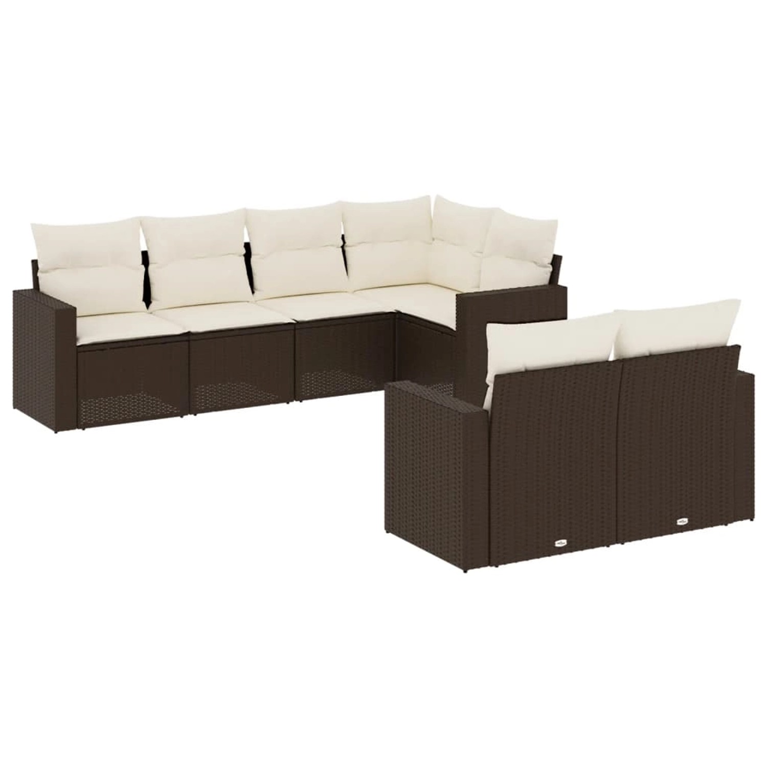vidaXL 7-Tlg Garten-Sofagarnitur mit Kissen Braun Poly Rattan 3219203 günstig online kaufen