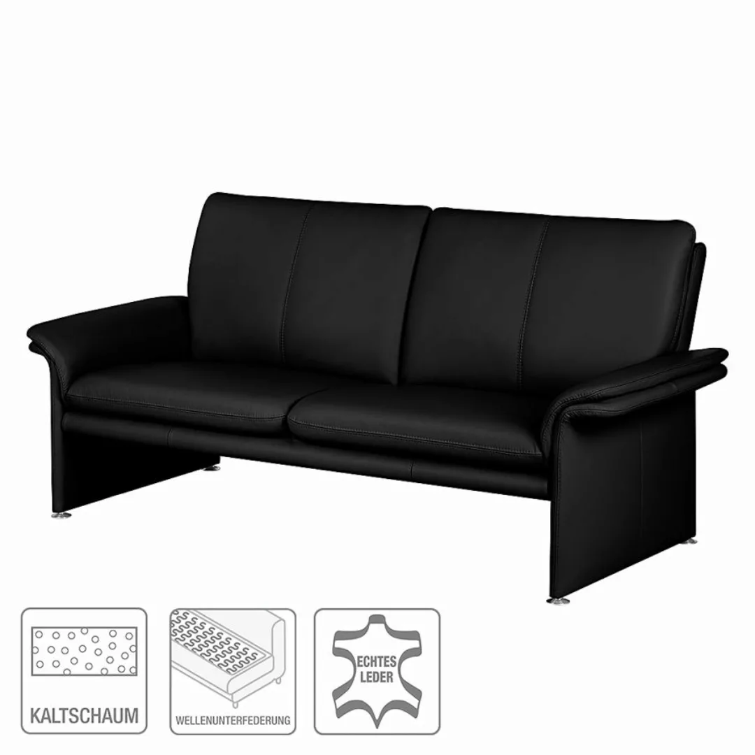 home24 Modoform Sofa Capri 2,5-Sitzer Schwarz Echtleder 196x90x88 cm (BxHxT günstig online kaufen