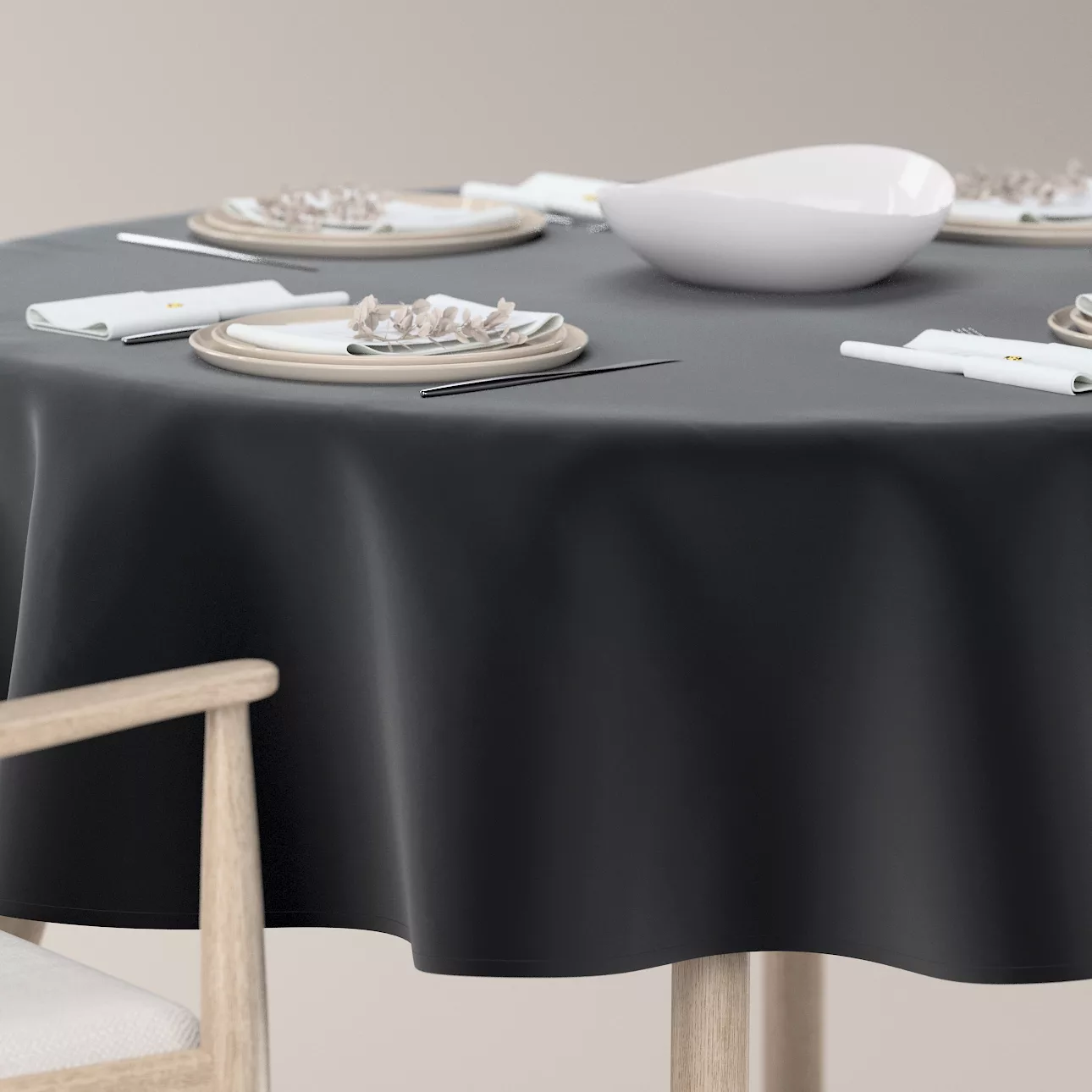 Runde Tischdecke, schwarz, Velvet (704-17) günstig online kaufen