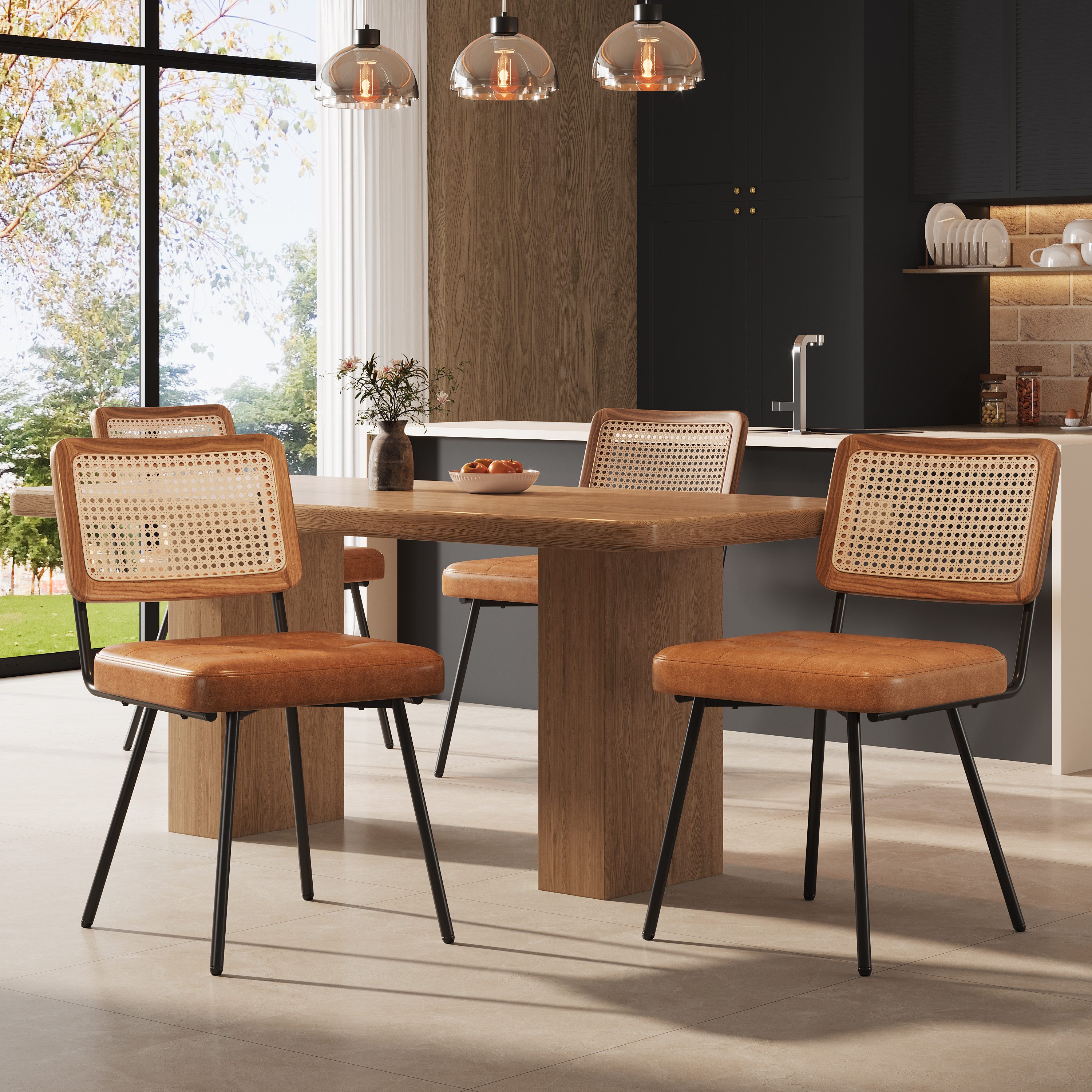 MODFU Esszimmerstuhl Retro-Stuhl,Rattan-Loungesessel (Esszimmerstuhl Set au günstig online kaufen