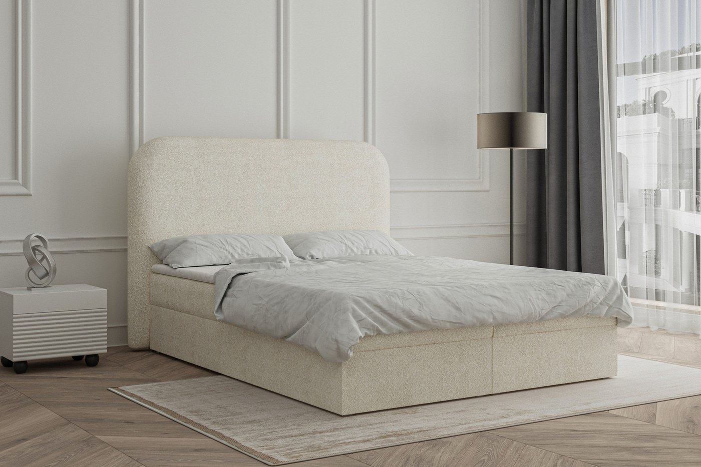 MOEBLO Boxspringbett aus Bouclé Bett 07 (Bonell, Topper, Doppelbett gepolst günstig online kaufen