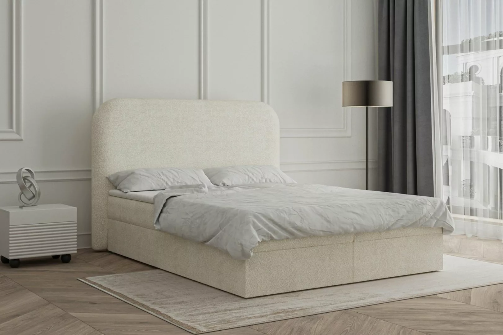 MOEBLO Boxspringbett aus Bouclé Bett 07 (Bonell, Topper, Doppelbett gepolst günstig online kaufen