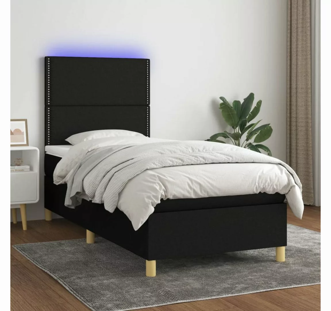 vidaXL Boxspringbett Bett Boxspringbett mit Matratze & Topper & LED (80 x 2 günstig online kaufen