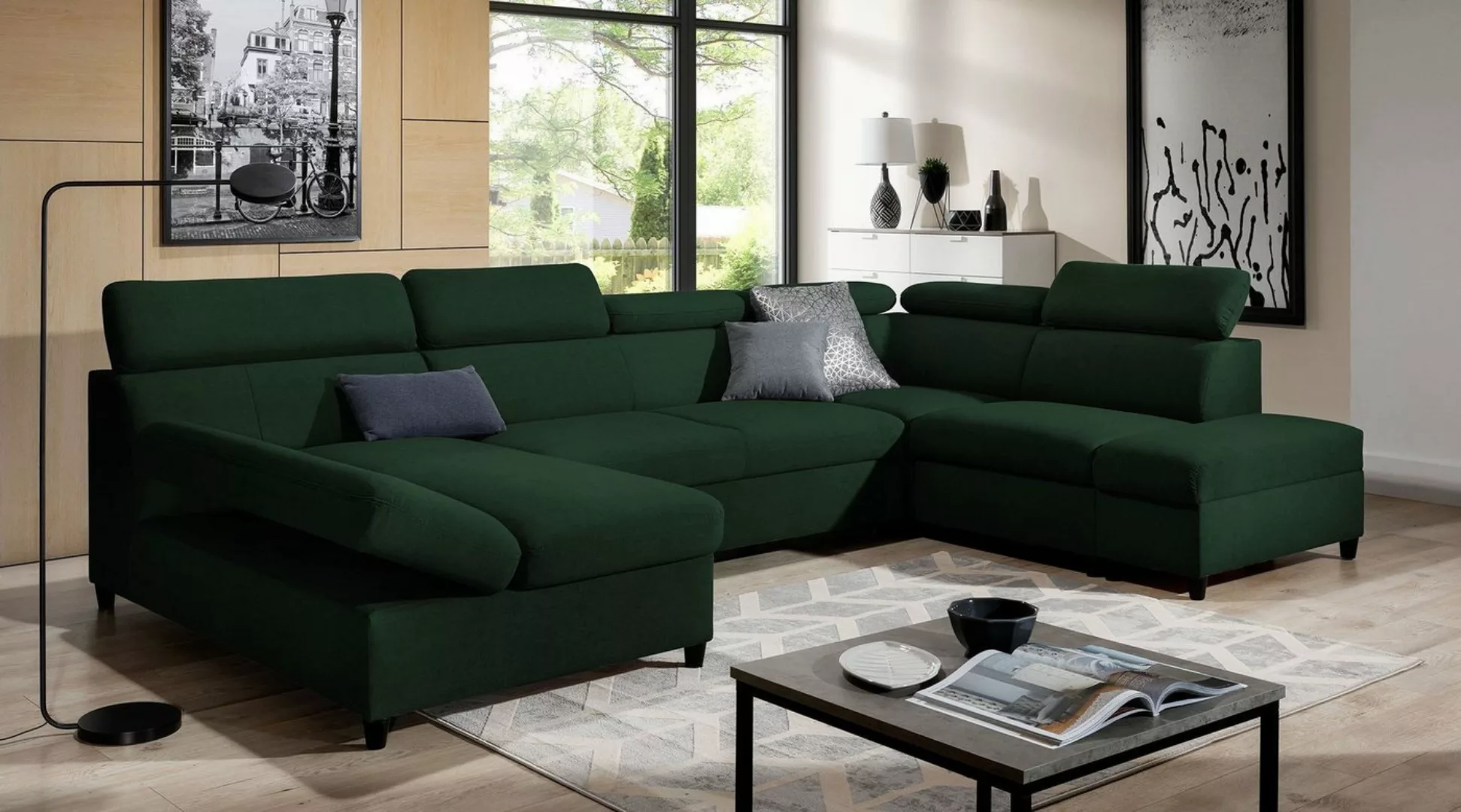 Stylefy Wohnlandschaft Lotos, U-Form, Sofa, Armlehnenverstellung günstig online kaufen